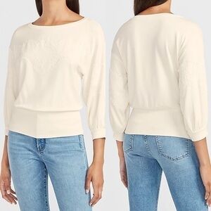 Express Lace Inset Crew Neck Sweatshirt